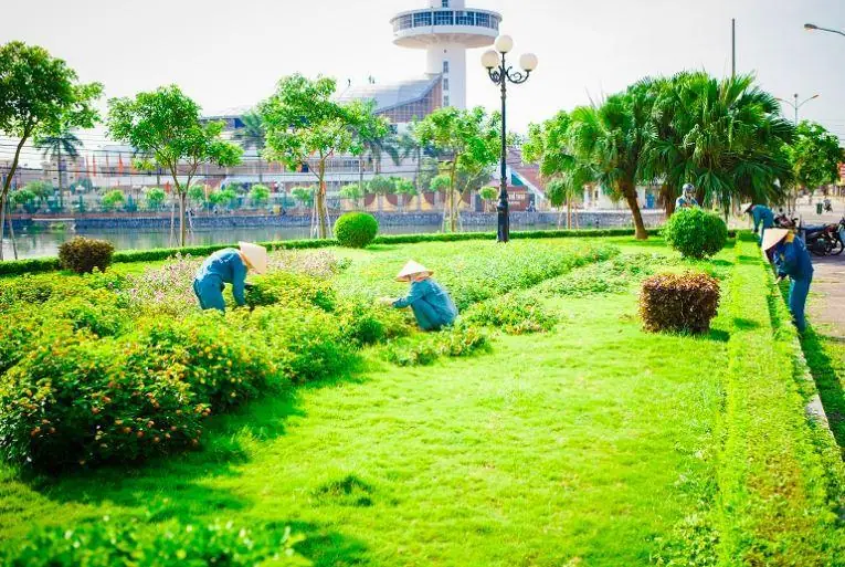 Chăm sóc cây xanh, thảm cỏ Trung tâm hành chính huyện Long Điền